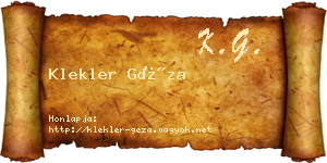 Klekler Géza névjegykártya